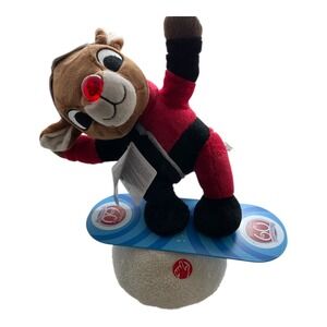 Rudolph Animated Plush Snowboarder 60th Anniversary‎ Light Up Nose